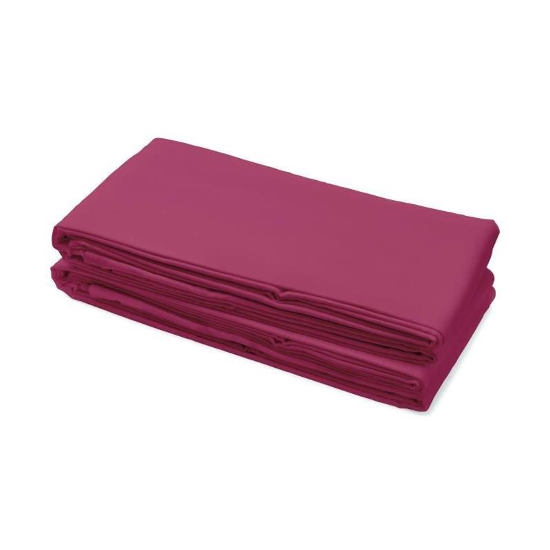 Drap Plat 100% coton 180x290 cm - 1 personne - Fuchsia - Qualité et Confort