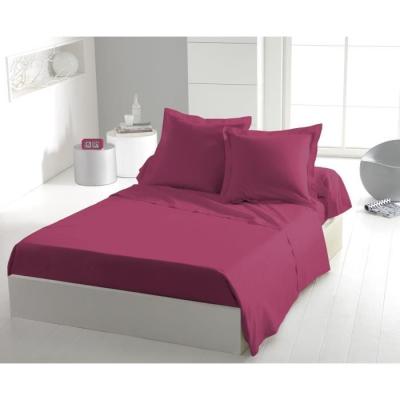 Drap Plat 100% coton 180x290 cm - 1 personne - Fuchsia - Qualité et Confort