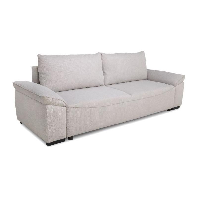 Canapé convertible beige NORMAN - 3/4 places - Avec coffre - 240 x 85 x 85 cm