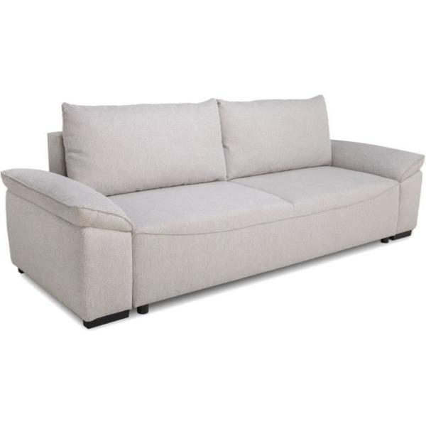 Canapé convertible avec coffre - 3 a 4 places - NORMAN - Tissu beige - 240 x 85 x 85 cm