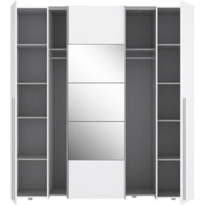 Armoire NARAGO Blanche Mat - 2 portes coulissantes + miroir