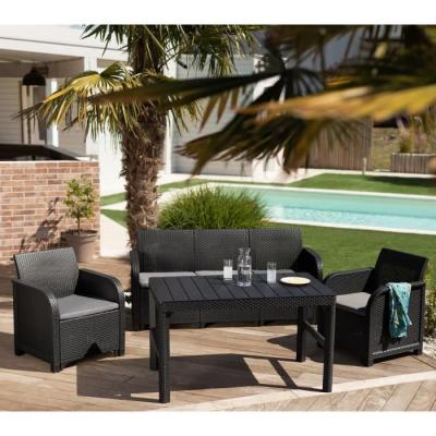 Salon de jardin en résine tressée Allibert - SanRemo Gris graphite