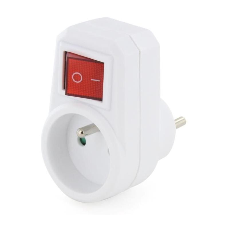 Prise avec interrupteur - CHACON Easy Blanc - 1 prise