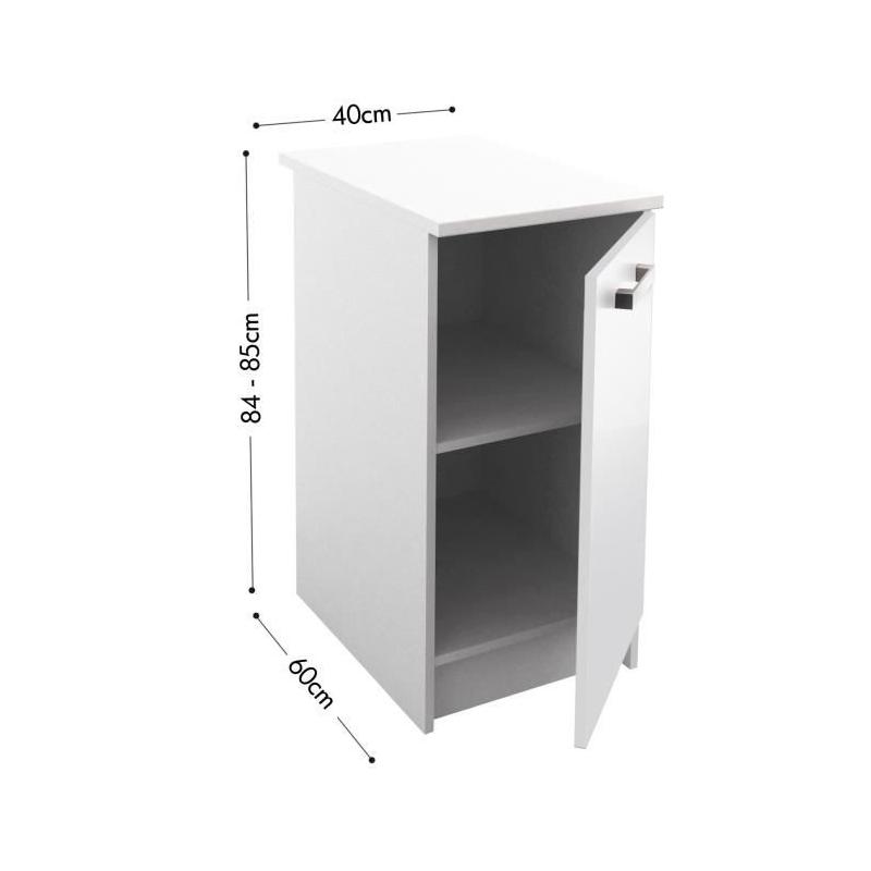 Caisson bas de cuisine L 40cm - Blanc brillant | Élément séparé bas