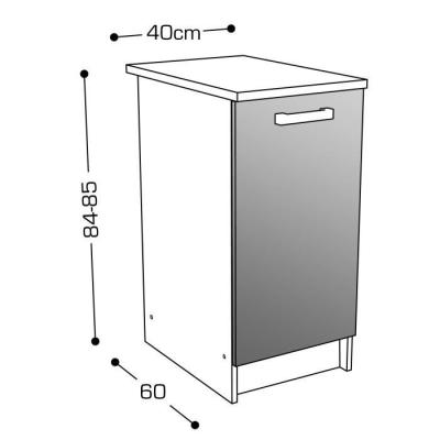 Caisson bas de cuisine L 40cm - Blanc brillant | Élément séparé bas