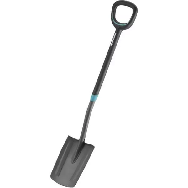 GARDENA Beche a bord droit ErgoLine – Manche revetement souple – Poignée ergo en D – Lame acier trempé – Garantie 25 a