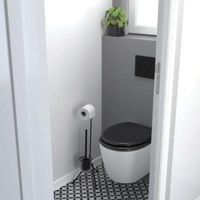 Abattant WC Gelco North Noir FSC - Frein de chute - Charnières métal graphite brossé