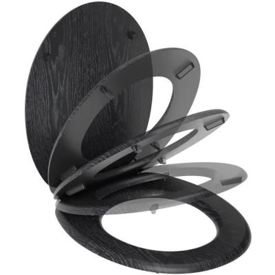Abattant WC Gelco North Noir FSC - Frein de chute - Charnières métal graphite brossé
