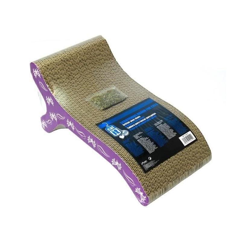 Griffoir carton ondulé violet 46x22x20 cm - Petit mais puissant