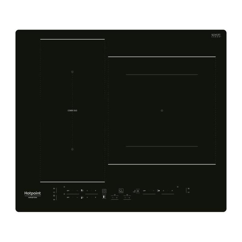 Table de cuisson induction Hotpoint - 3 zones - Noir - Puissance totale 7200W