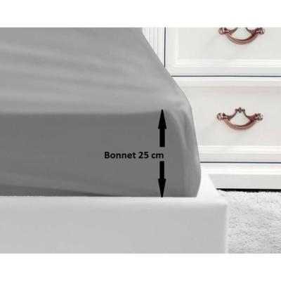 Drap Housse 100% coton 160x200x25 cm gris clair - Confort et élégance