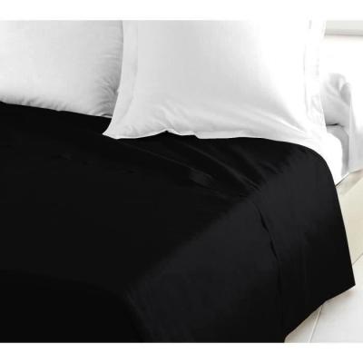 Drap Plat 100% coton 240x300 cm noir - Confort et élégance