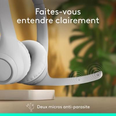 Casque PC Logitech Zone 300 Bluetooth - Microphone anti-parasite - Blanc