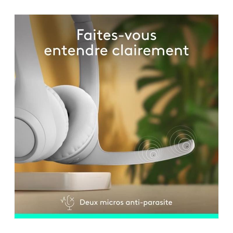 Casque PC Logitech Zone 300 Bluetooth - Microphone anti-parasite - Blanc