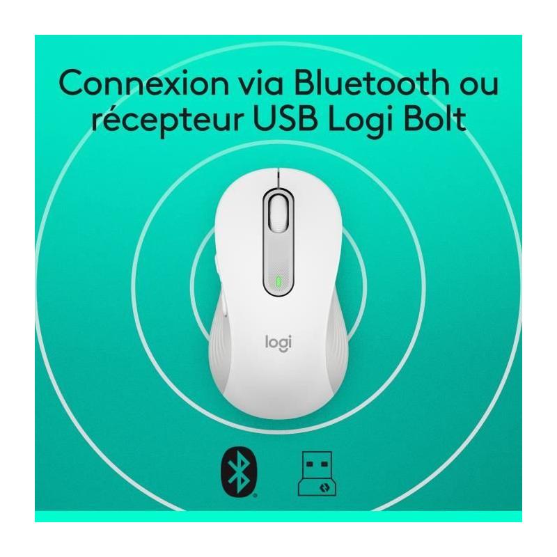 Souris sans fil Logitech M650 Blanc - Design ergonomique