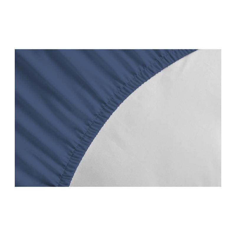 Drap Housse LOVELY HOME - 90 x 190 + 30 cm - 100% coton - Bleu