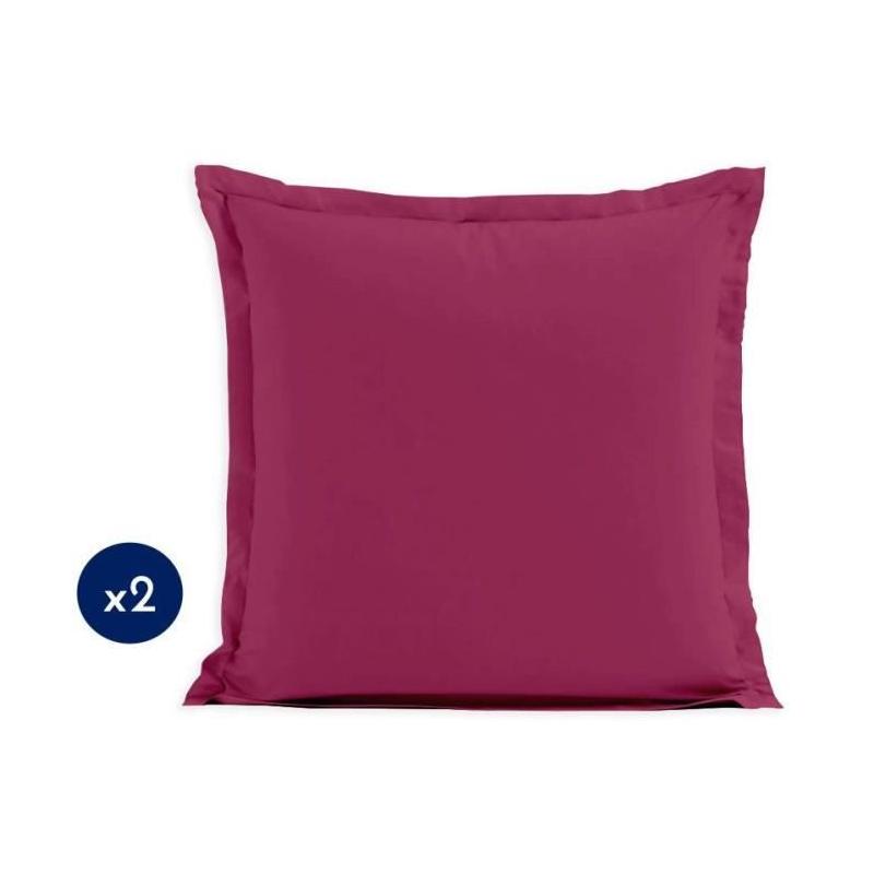 Lot de 2 taies d'oreiller - LOVELY HOME - LH71604 - 63 x 63 cm - Fuchsia et Responsable