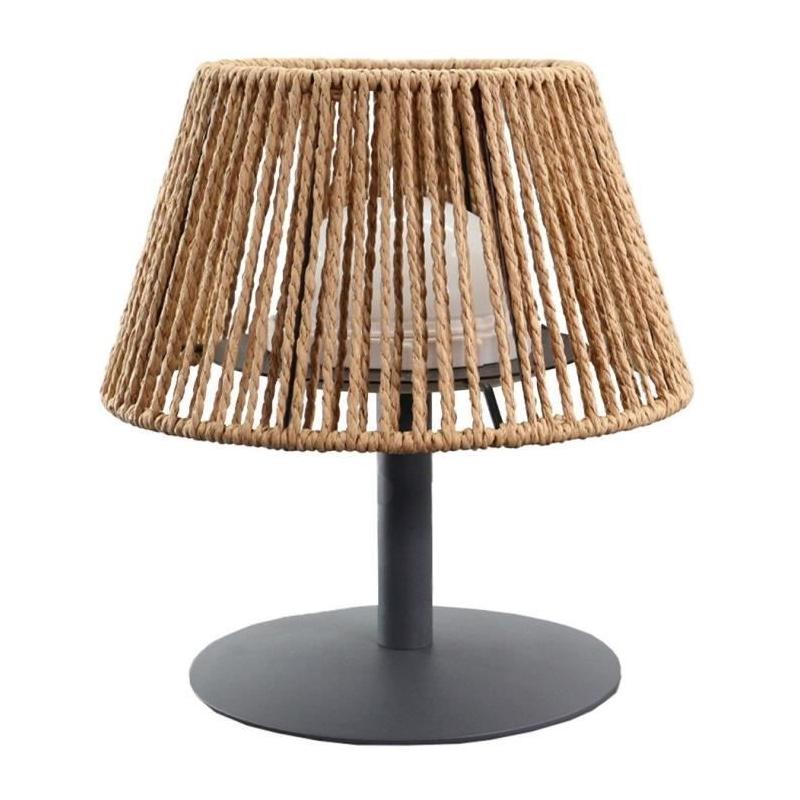 Lampe de table sans fil en raphia naturel - STANDY MINI RAFFY