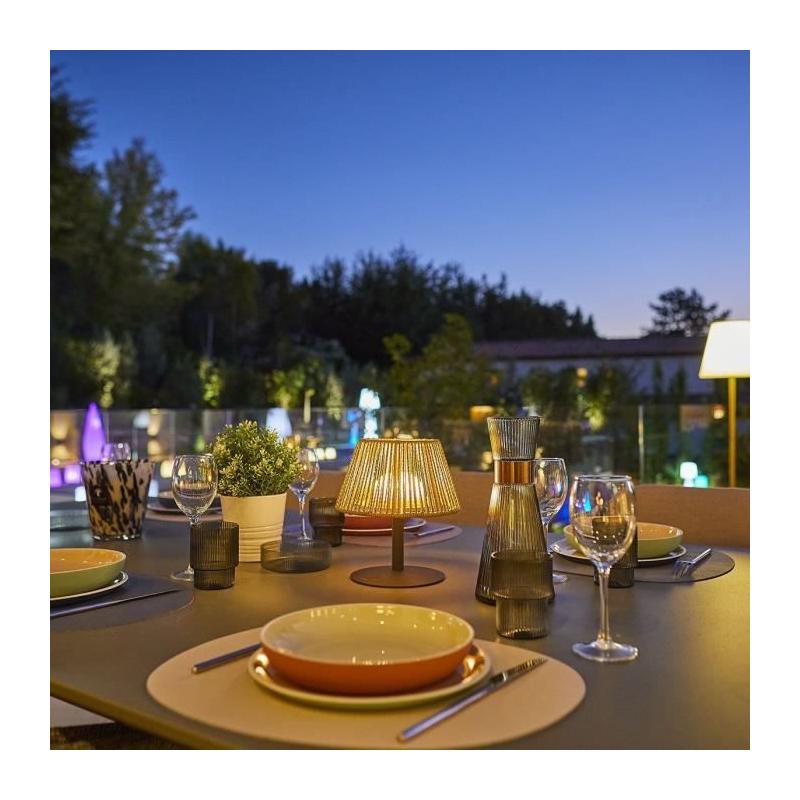 Lampe de table sans fil en raphia naturel - STANDY MINI RAFFY