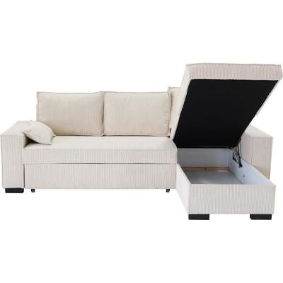 Canapé d'angle convertible réversible MARLON beige - Méridienne avec coffre