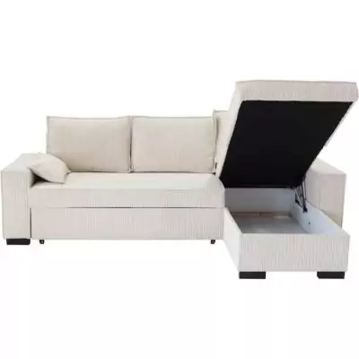 Canapé d'angle convertible réversible MARLON beige - Méridienne avec coffre