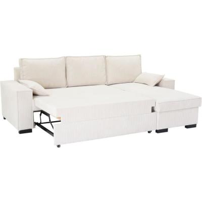 Canapé d'angle convertible réversible MARLON beige - Méridienne avec coffre