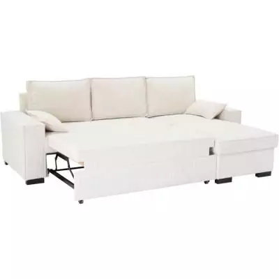 Canapé d'angle convertible réversible MARLON beige - Méridienne avec coffre