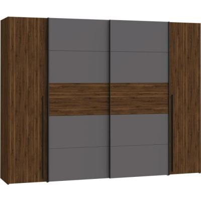 Armoire NARAGO en Noyer Bakersfield et gris - L270 x P61 x H210 cm