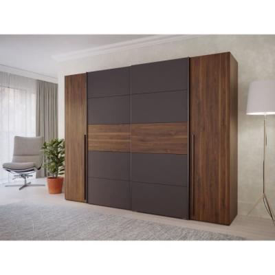 Armoire NARAGO en Noyer Bakersfield et gris - L270 x P61 x H210 cm