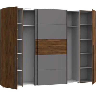 Armoire NARAGO en Noyer Bakersfield et gris - L270 x P61 x H210 cm