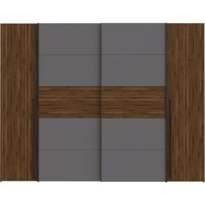 Armoire NARAGO en Noyer Bakersfield et gris - L270 x P61 x H210 cm