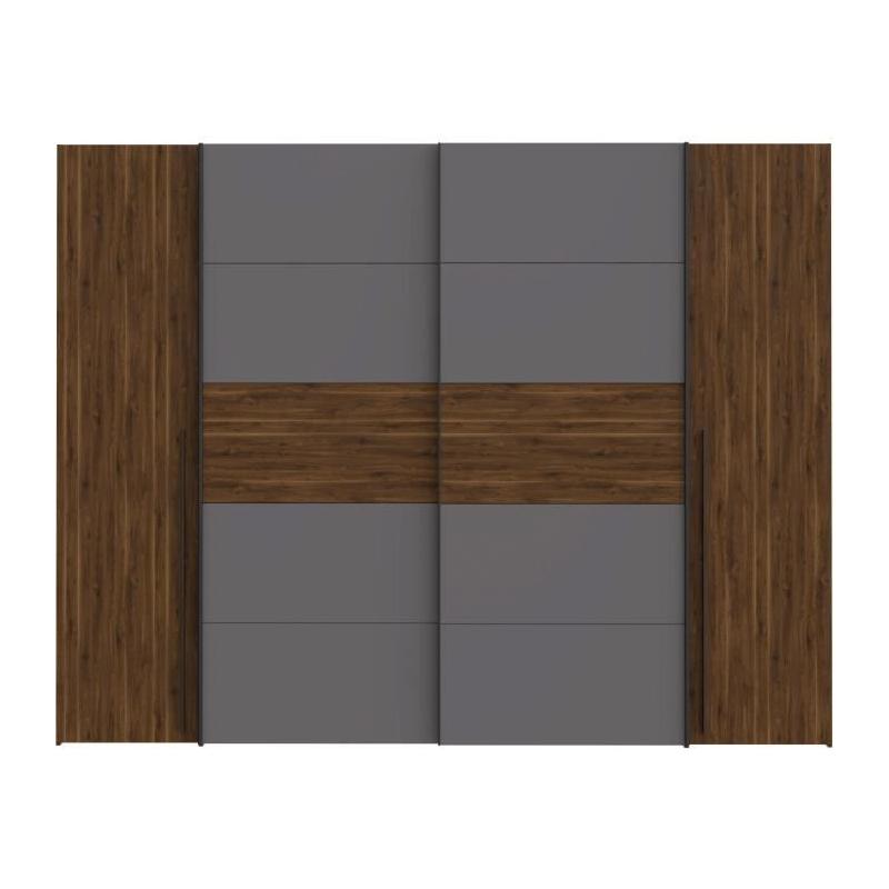Armoire NARAGO en Noyer Bakersfield et gris - L270 x P61 x H210 cm