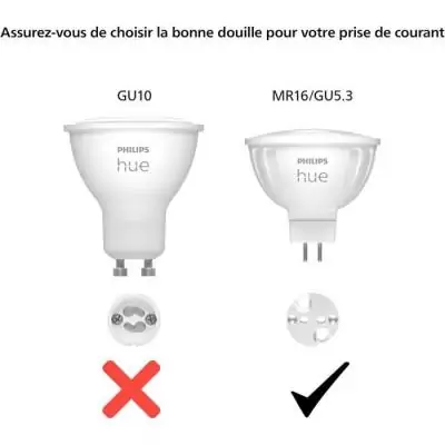 Ampoule connectée PHILIPS HUE MR16 - Lumière blanche et colorée
