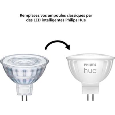 Ampoule connectée PHILIPS HUE MR16 - Lumière blanche et colorée
