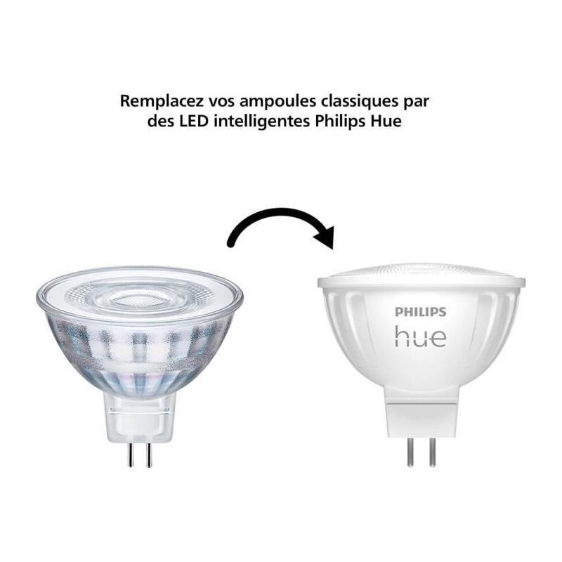Ampoule connectée PHILIPS HUE MR16 - Lumière blanche et colorée