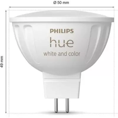 Ampoule connectée PHILIPS HUE MR16 - Lumière blanche et colorée