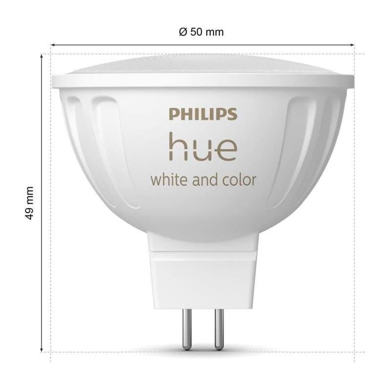 Ampoule connectée PHILIPS HUE MR16 - Lumière blanche et colorée