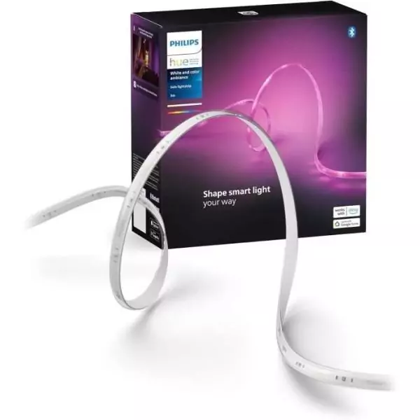 Kit de base ruban LED - PHILIPS HUE - Lightstrip 5 metres Smart LED pour l'intérieur - Lumiere blanche et colorée