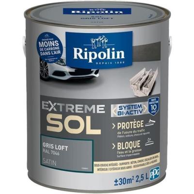 Peinture sol satinée gris loft 2,5L Ripolin - Haute résistance