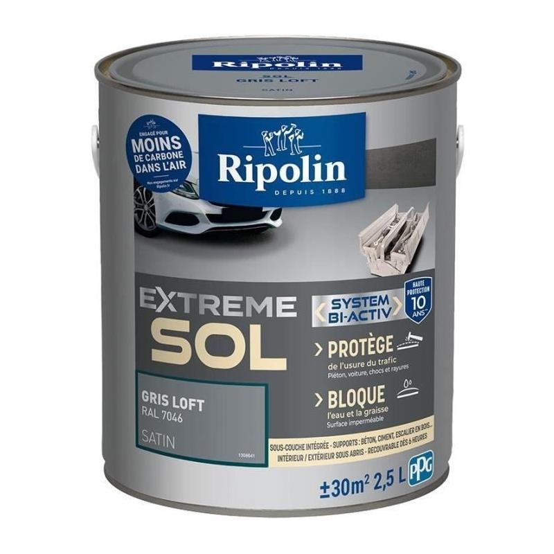 Peinture sol satinée gris loft 2,5L Ripolin - Haute résistance