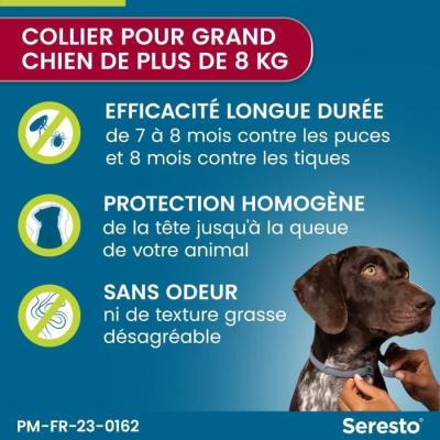 Collier anti-puces et anti-tiques pour grand chien - Lot de 2