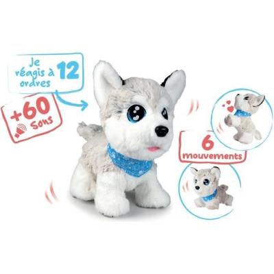 Peluche Chi Chi Love Husky interactif - 30cm - 12 commandes vocales