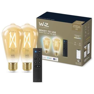 Kit de démarrage WiZ 2 ampoules connectées Edison Blanc variable E27 50W + Télécommande variateur