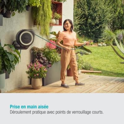 Dévidoir automatique mural RollUp M GARDENA - Kit complet - 20m - Ø11mm