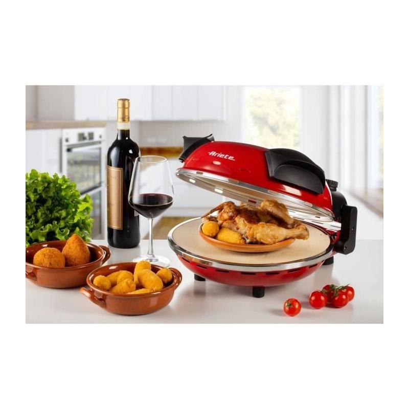 Four à Pizza Electrique Rouge Ariete - Pierre Réfractaire - 1200W - Diamètre 33cm