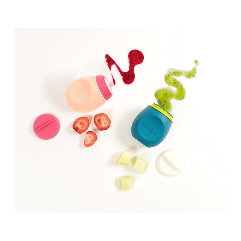Gourde silicone BEABA BabySqueez' 2en1, embouts 1er et 2eme age, 180ml, Rose