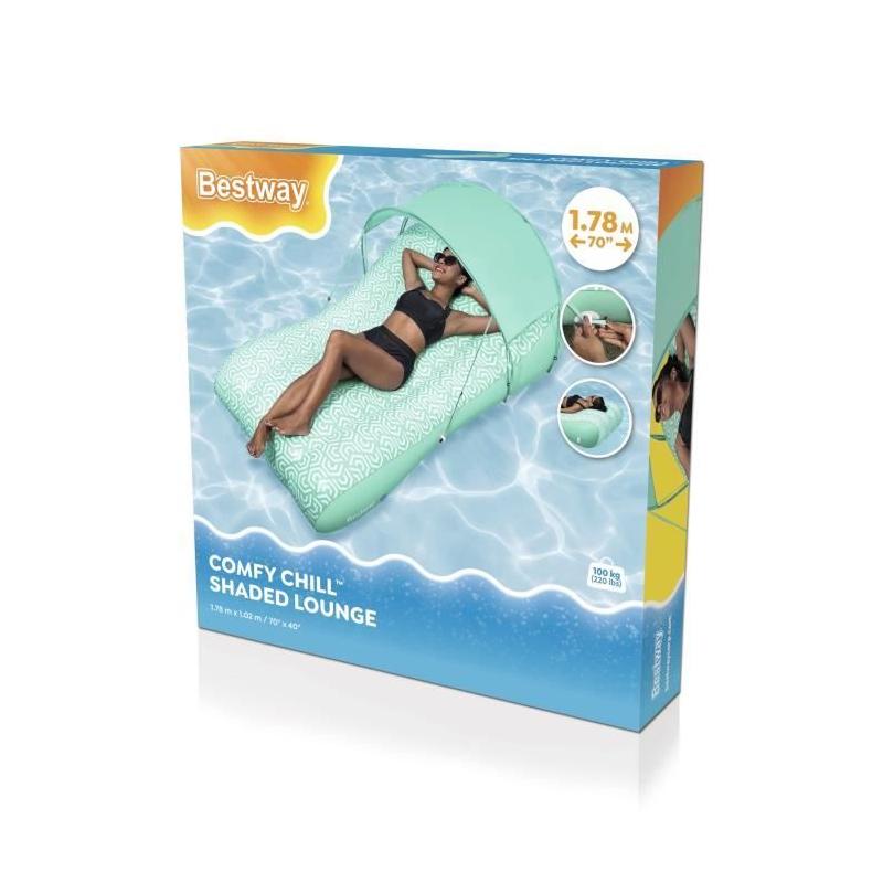 Matelas gonflable de piscine BESTWAY avec auvent - Confort et détente