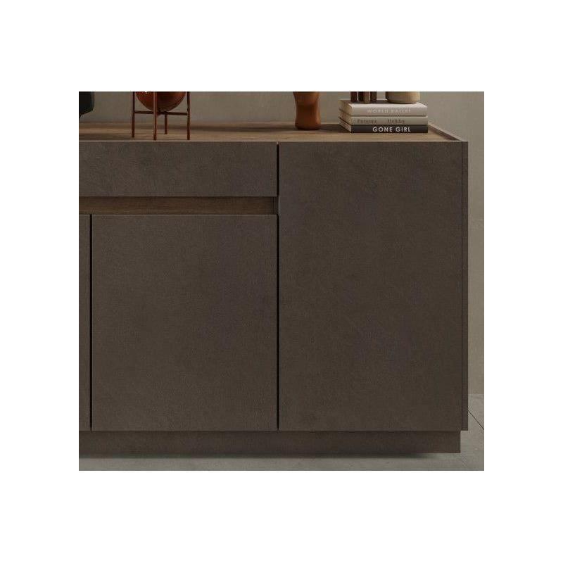 Buffet FIRENZE - Bronze/Chene Mercure - 4 portes + 1 tiroir