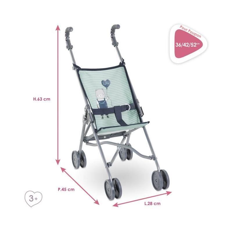 Poussette canne sauge pour poupons COROLLE - Légère et pliable