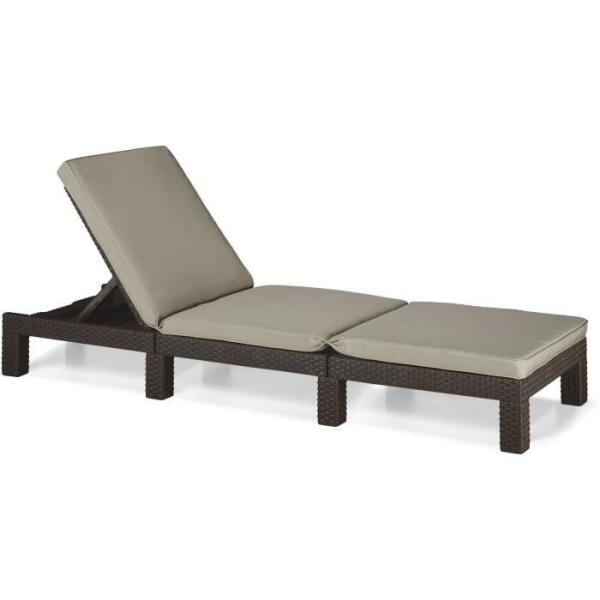 Allibert by KETER - Daytona - bain de soleil - résine imitation rotin tressé - marron - dossier réglable